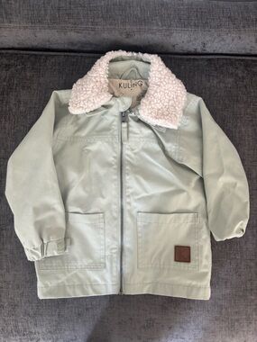 Kuling Mint Green Sherpa Collar Kids Jacket